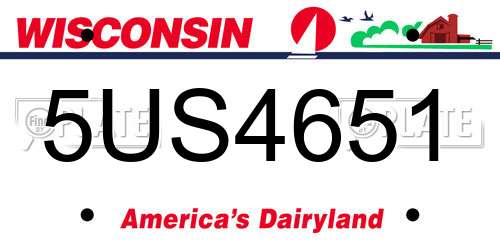 5US4651 Wisconsin License Plate