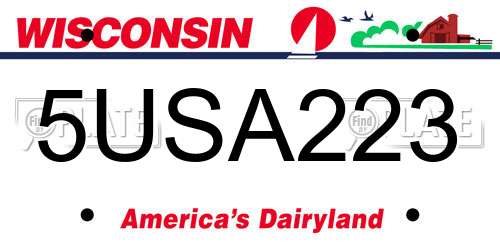 5USA223 Wisconsin License Plate