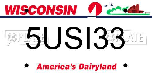 5USI33 Wisconsin License Plate