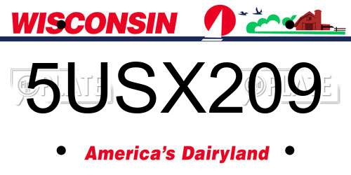 5USX209 Wisconsin License Plate
