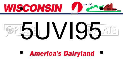 5UVI95 Wisconsin License Plate