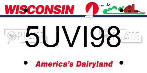 5UVI98 Wisconsin License Plate