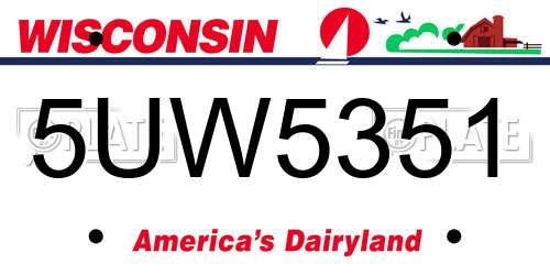 5UW5351 Wisconsin License Plate