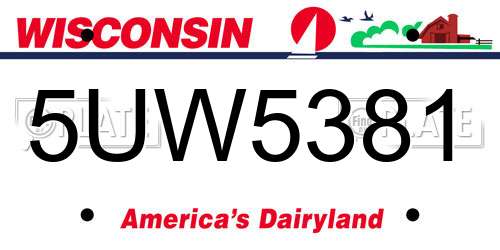 5UW5381 Wisconsin License Plate