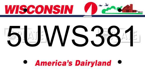 5UWS381 Wisconsin License Plate