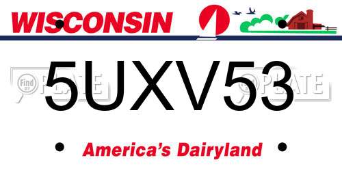 5UXV53 Wisconsin License Plate