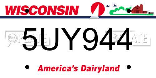 5UY944 Wisconsin License Plate