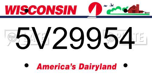 5V29954 Wisconsin License Plate