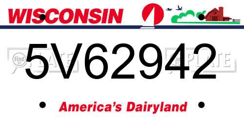 5V62942 Wisconsin License Plate