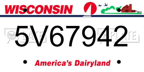 5V67942 Wisconsin License Plate