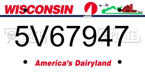 5V67947 Wisconsin License Plate