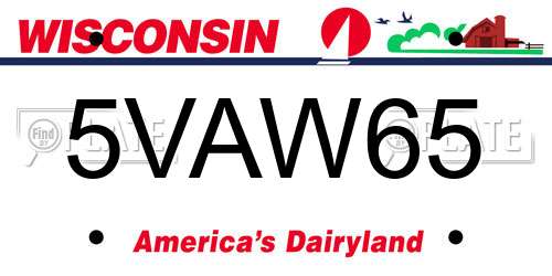 5VAW65 Wisconsin License Plate