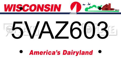 5VAZ603 Wisconsin License Plate