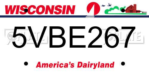 5VBE267 Wisconsin License Plate