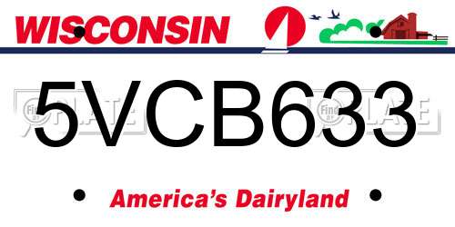 5VCB633 Wisconsin License Plate