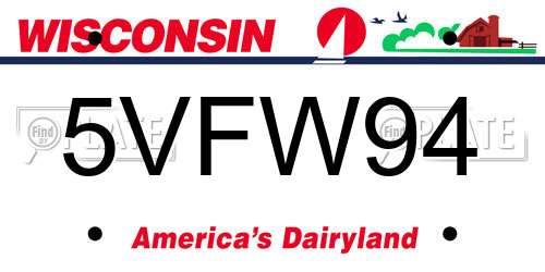5VFW94 Wisconsin License Plate