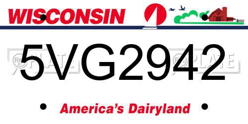 5VG2942 Wisconsin License Plate