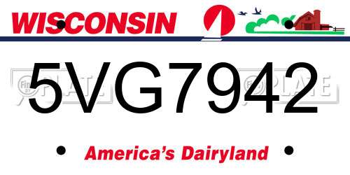 5VG7942 Wisconsin License Plate