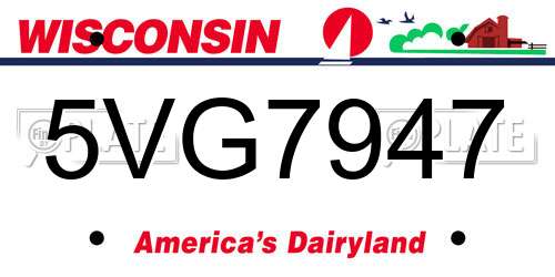 5VG7947 Wisconsin License Plate