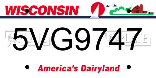 5VG9747 Wisconsin License Plate