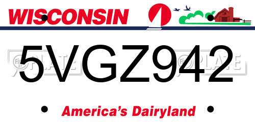 5VGZ942 Wisconsin License Plate