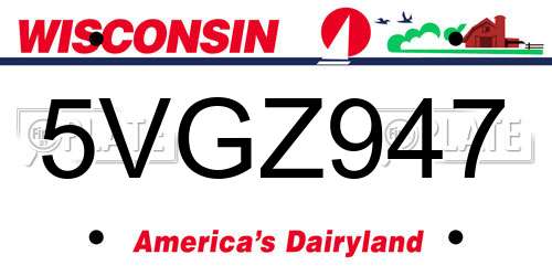 5VGZ947 Wisconsin License Plate