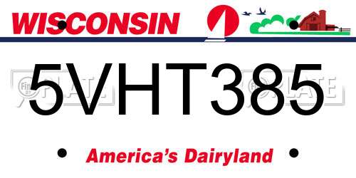 5VHT385 Wisconsin License Plate
