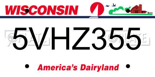5VHZ355 Wisconsin License Plate