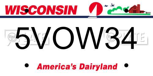 5VOW34 Wisconsin License Plate