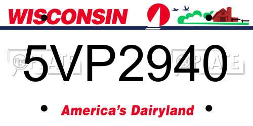 5VP2940 Wisconsin License Plate