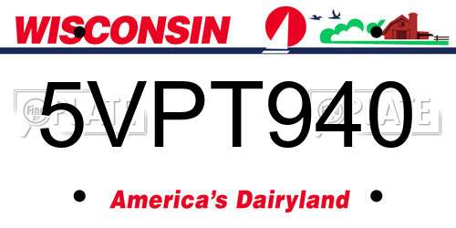5VPT940 Wisconsin License Plate