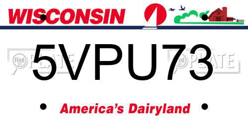 5VPU73 Wisconsin License Plate