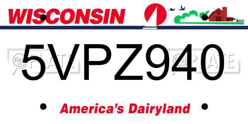 5VPZ940 Wisconsin License Plate