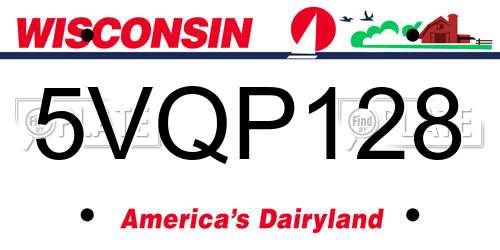 5VQP128 Wisconsin License Plate