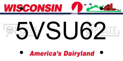 5VSU62 Wisconsin License Plate