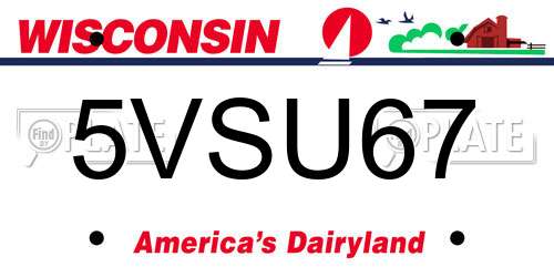 5VSU67 Wisconsin License Plate