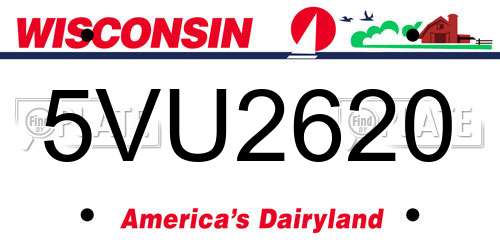 5VU2620 Wisconsin License Plate