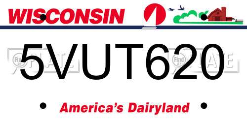 5VUT620 Wisconsin License Plate