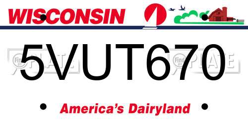 5VUT670 Wisconsin License Plate