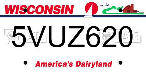 5VUZ620 Wisconsin License Plate