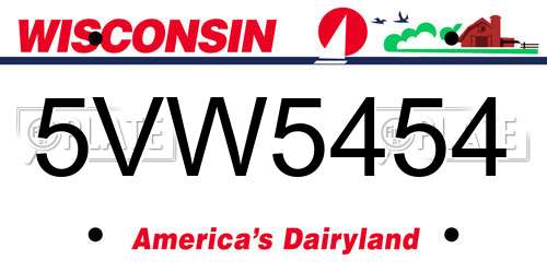 5VW5454 Wisconsin License Plate
