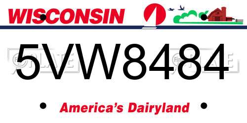 5VW8484 Wisconsin License Plate