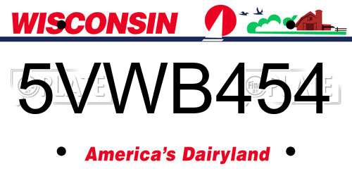 5VWB454 Wisconsin License Plate