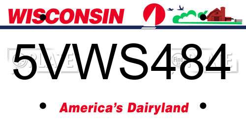 5VWS484 Wisconsin License Plate