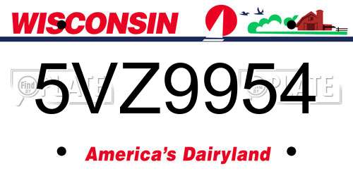 5VZ9954 Wisconsin License Plate