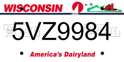 5VZ9984 Wisconsin License Plate