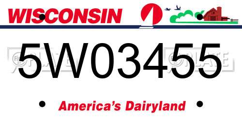 5W03455 Wisconsin License Plate