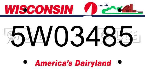 5W03485 Wisconsin License Plate