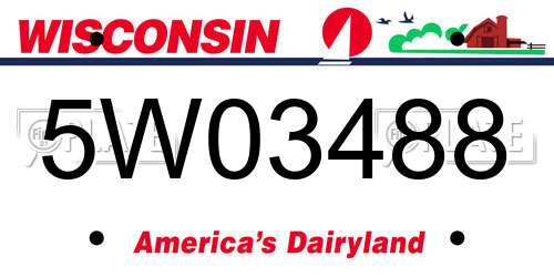 5W03488 Wisconsin License Plate
