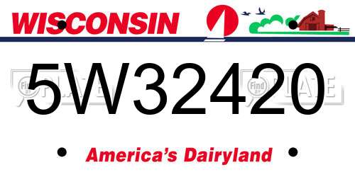 5W32420 Wisconsin License Plate